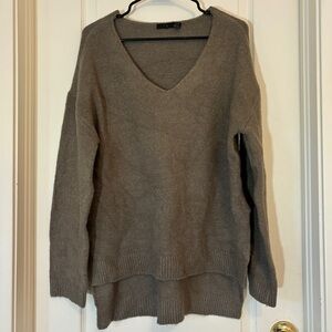 RDI Oversized Sweater Women’s M Taupe V-Neck Cozy Knit Pullover